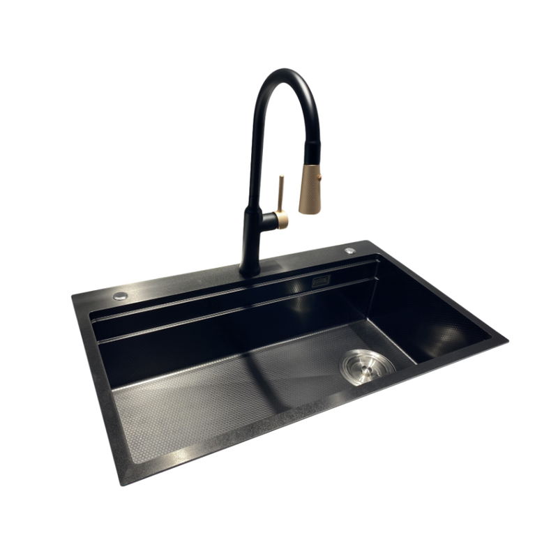 Black with Cutting Board & Drainer Basket