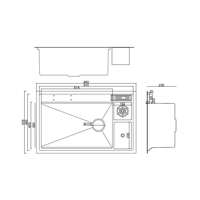 Honeycomb multifunctional stainless steel sink