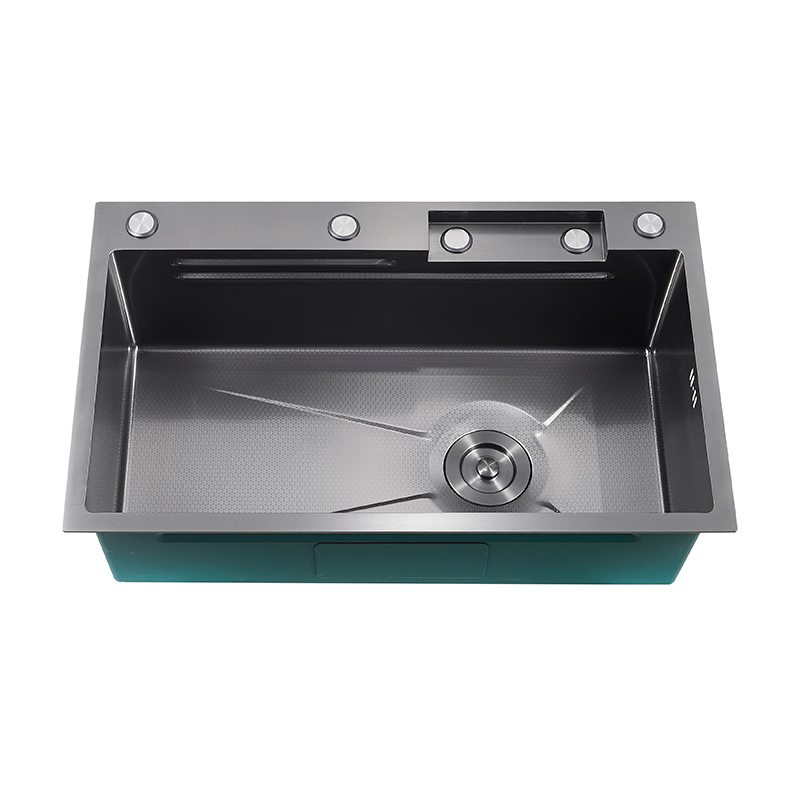 Double Ribbed Rainfall 5-Hole Stainless Steel Sink