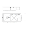 Middle Concave Double Bowl Sink with Drainboard