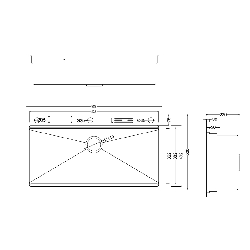 Top-mount Double-step Brushed Finish