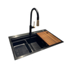 Black with Cutting Board & Drainer Basket