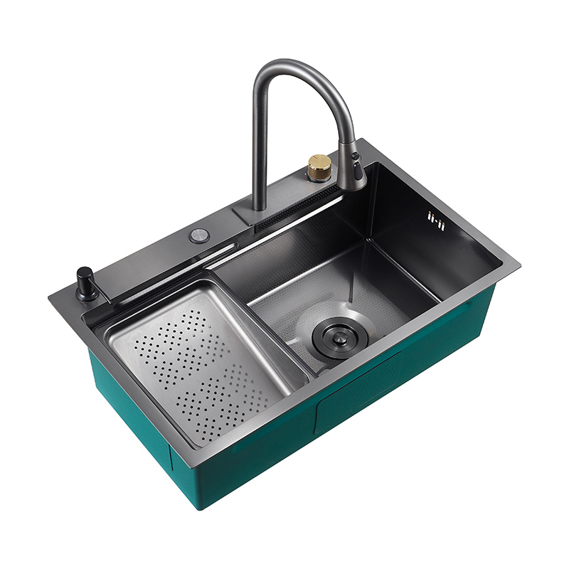 Double Ribbed Rainfall 5-Hole Stainless Steel Sink