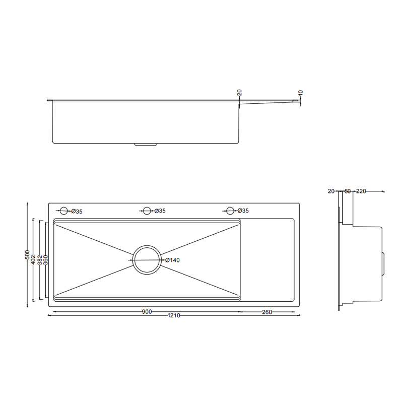 Stainless Steel Single Sink with Drain Board