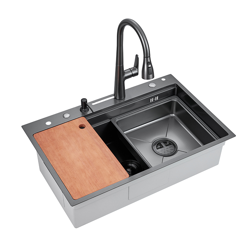 High quality honeycomb pattern double step single basin stainless steel sink