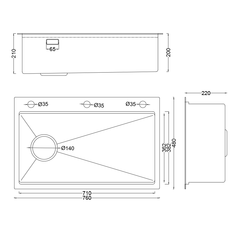 Brushed Silver Stainless Steel Single Basin