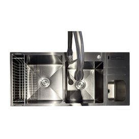 Middle Concave Double Bowl Sink with Drainboard