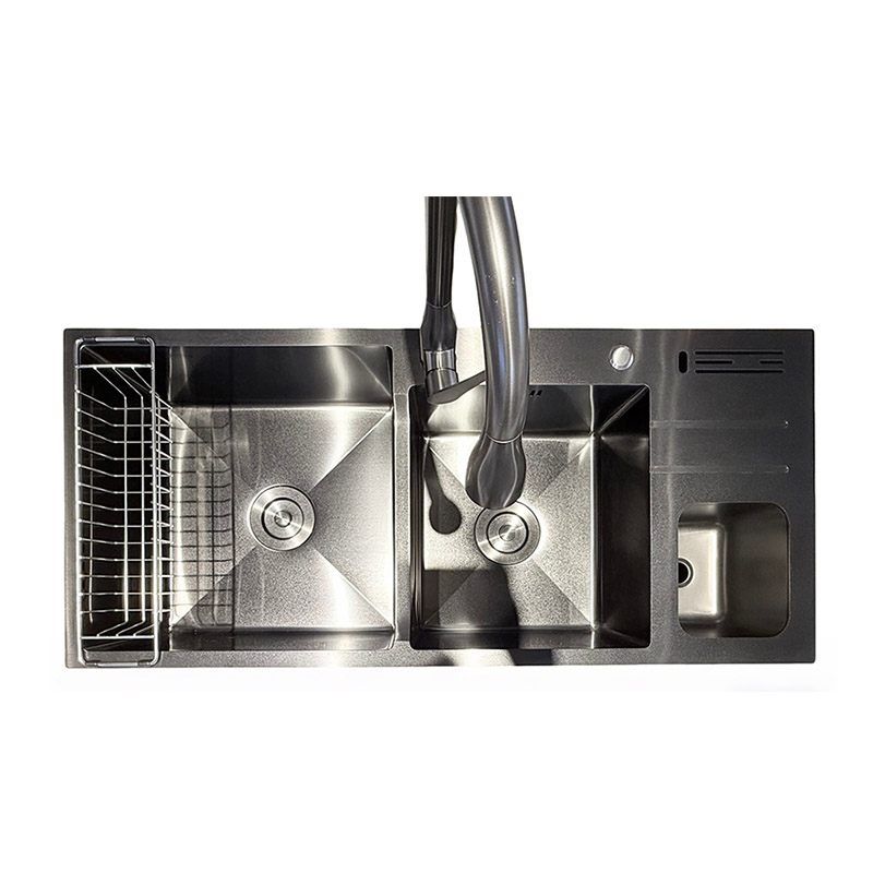 Middle Concave Double Bowl Sink with Drainboard