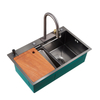 Double Ribbed Rainfall 5-Hole Stainless Steel Sink